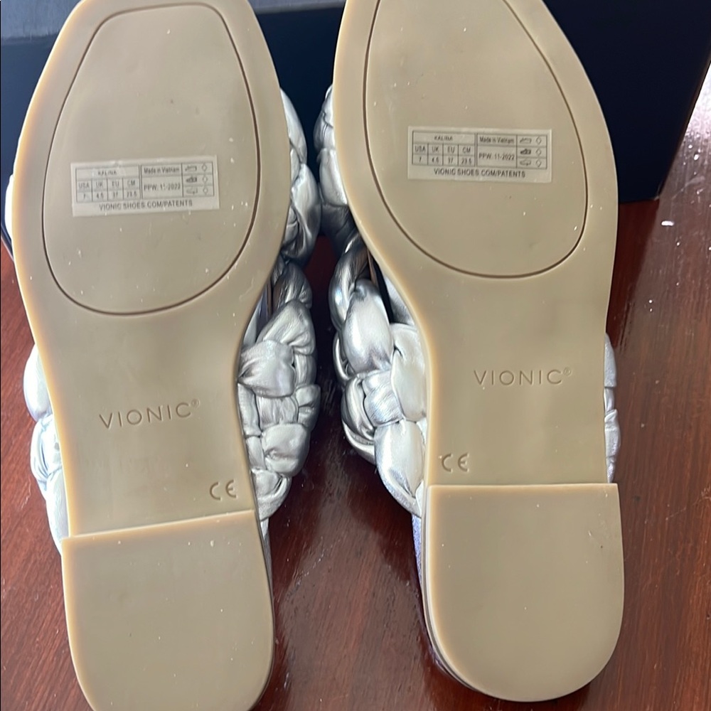 Vionic Silver Sandals With Braided Design - image 5